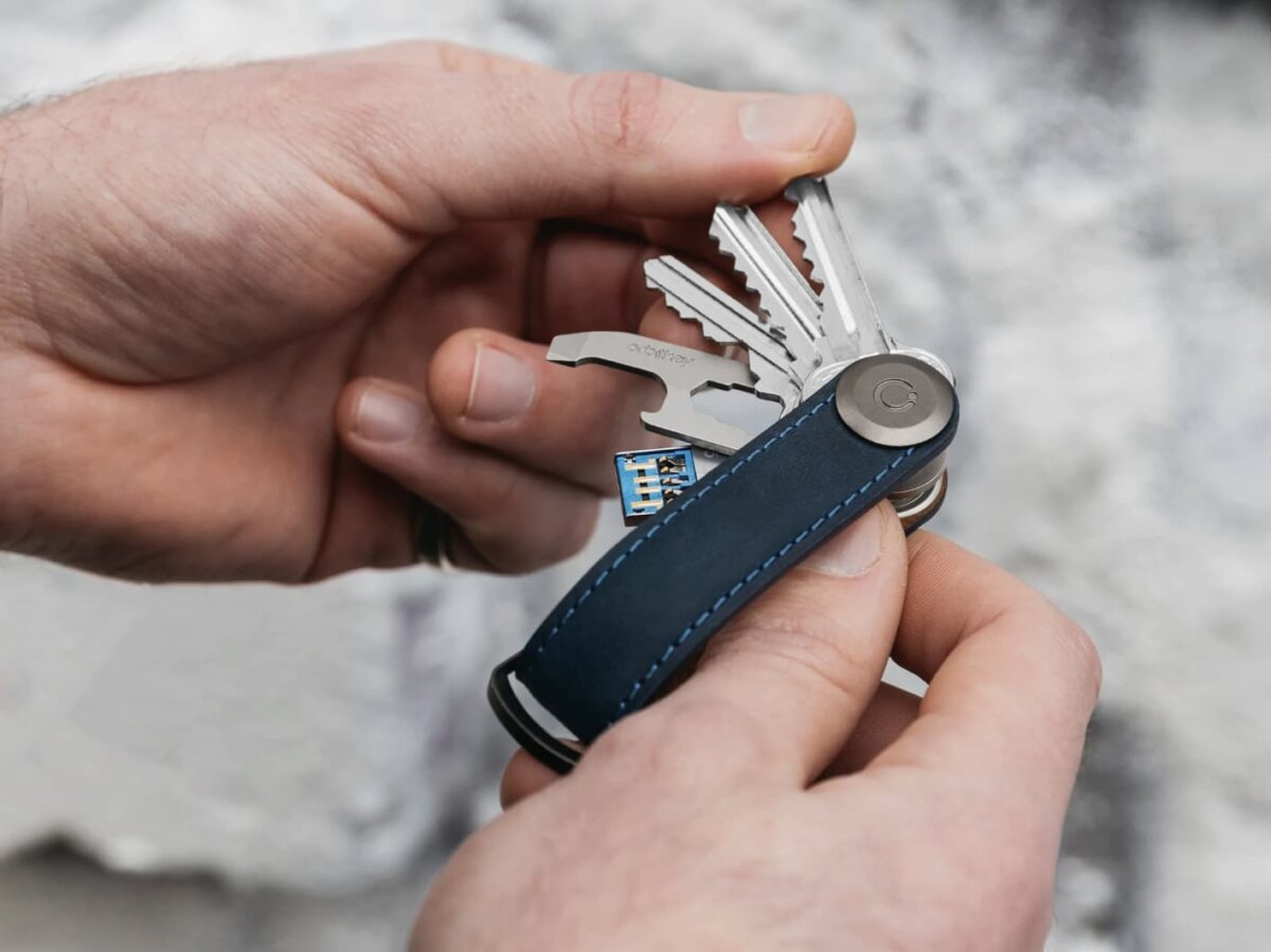 Orbitkey Marineblau Crazy-Horse Schlüsselorganisator
