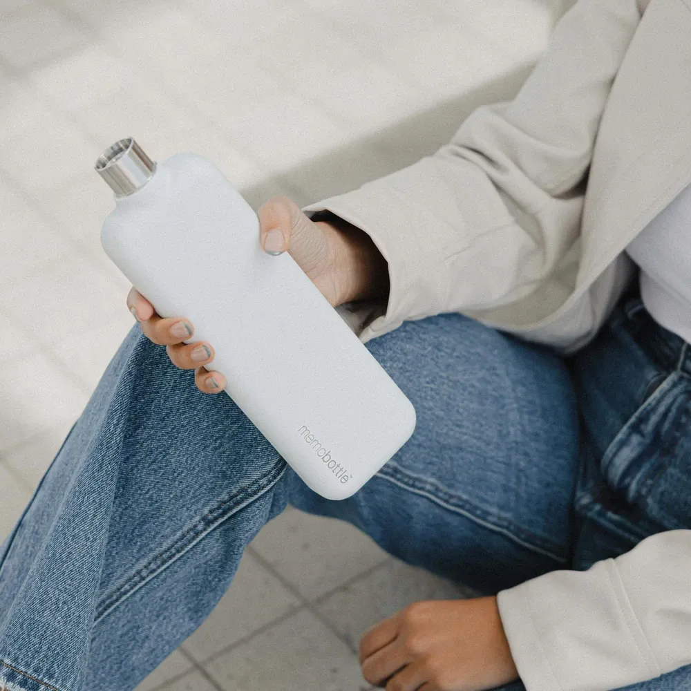 Memobottle Slim en acier inoxydable - blanc