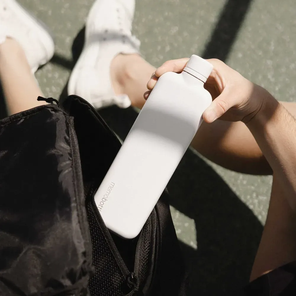 Memobottle Slim blanc en acier inoxydable - One Horizon