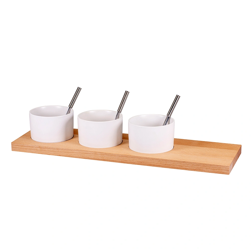 Kadastar Apéro-Set Trio - 3 bols avec planche en bois de hêtre
