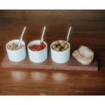 Kadastar Apéro-Set Trio - 3 bols avec planche en bois de frêne thermique