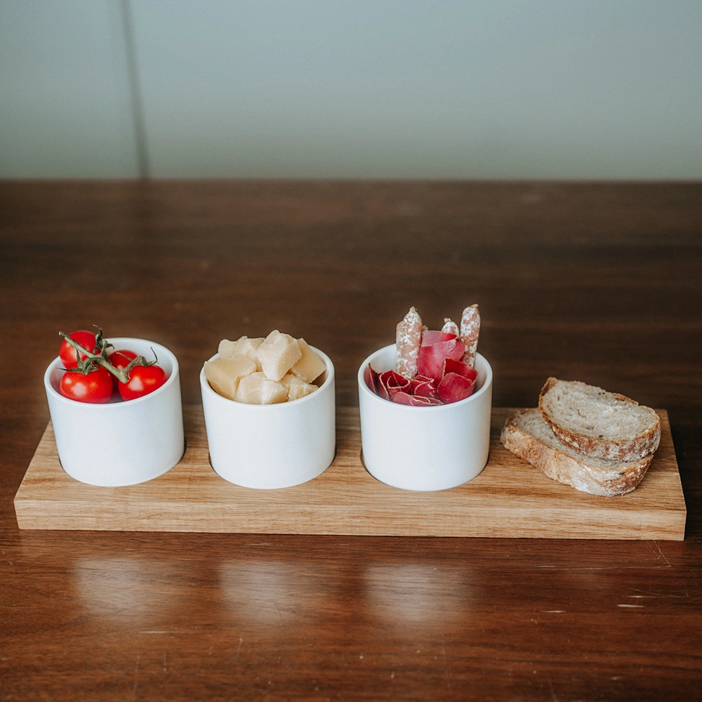 Kadastar Apéro-Set Trio - 3 bols avec planche en bois de chêne rustique