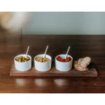 Kadastar Apéro-Set Trio - 3 bols avec planche en bois de frêne thermique