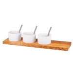 Kadastar Apéro-Set Trio - 3 bols avec planche en bois de chêne rustique
