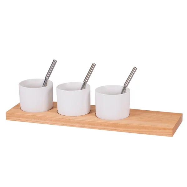 Trio" aperitif set - Beechwood, Large