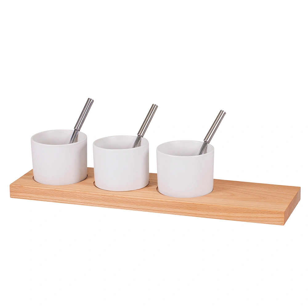 Kadastar Apéro-Set Trio - 3 bols avec planche en bois de hêtre
