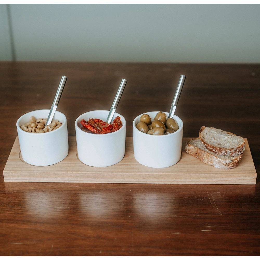 Kadastar Apéro-Set Trio - 3 bols avec planche en bois de hêtre