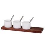 Kadastar Apéro-Set Trio - 3 bols avec planche en bois de frêne thermique