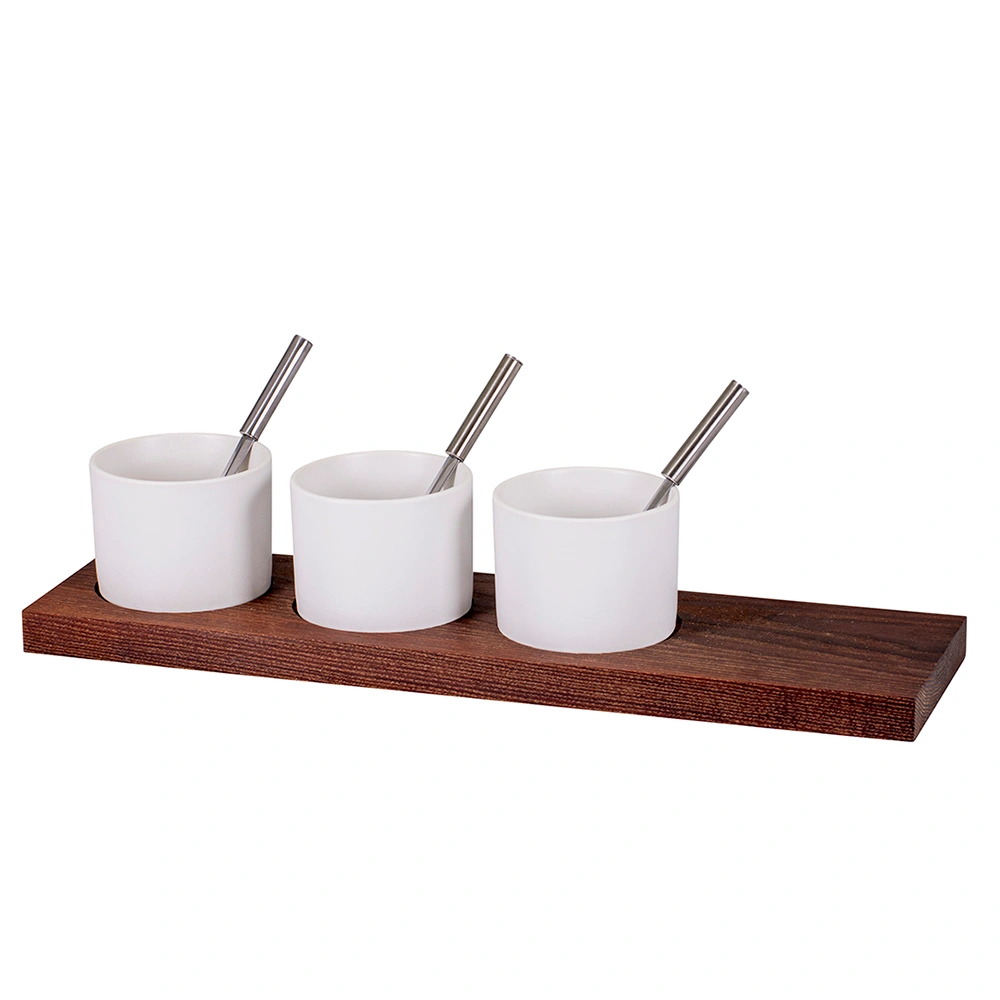 Kadastar Apéro-Set Trio - 3 bols avec planche en bois de frêne thermique