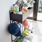 Yamazaki storage trolley with basket Tower black
