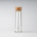 Bulb Flow glass drinking bottle - Swiss drinking bottle with wooden lid