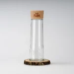 Bulb Flow glass drinking bottle - Swiss drinking bottle with wooden lid