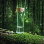 Bulb Flow glass drinking bottle - Swiss drinking bottle with wooden lid