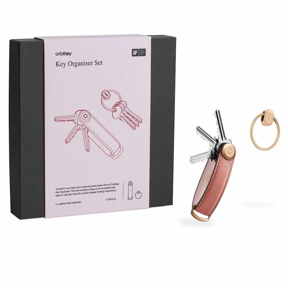 Orbitkey Gift Set - Leather Key Organizer - Cotton Candy with Ring V2