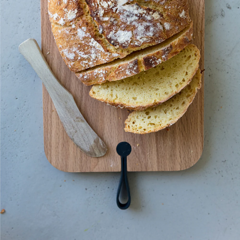 DesignBite Holz-Schneidebrett mit Silikongriff Rechteckig