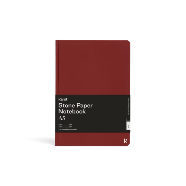 Cahier de notes à couverture rigide A5 - rouge-fonce, en-blanc