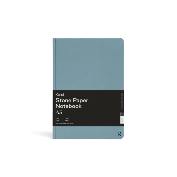 Cahier de notes à couverture rigide A5 - bleu-clair, en-blanc