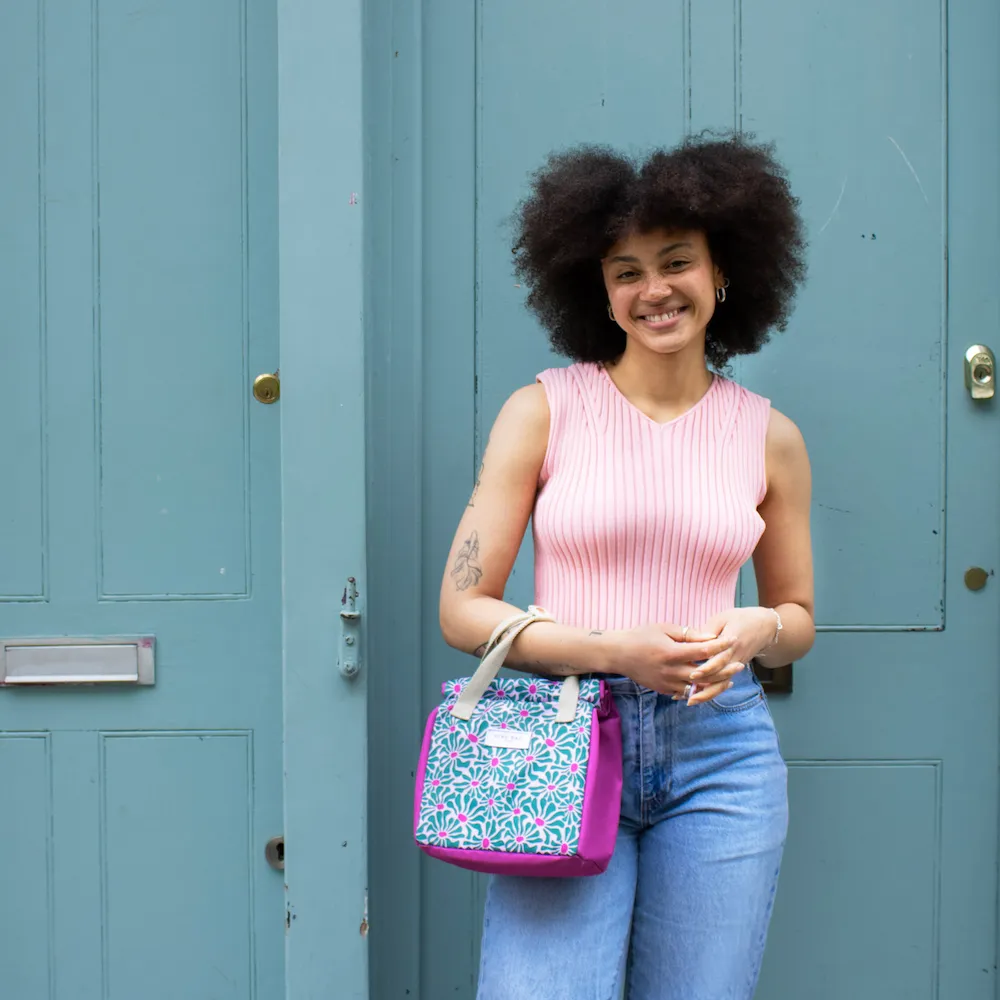Sac à déjeuner Kind Bag - Abstract Flowers - Green