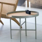 DesignBite metal side table with cork mat in gray