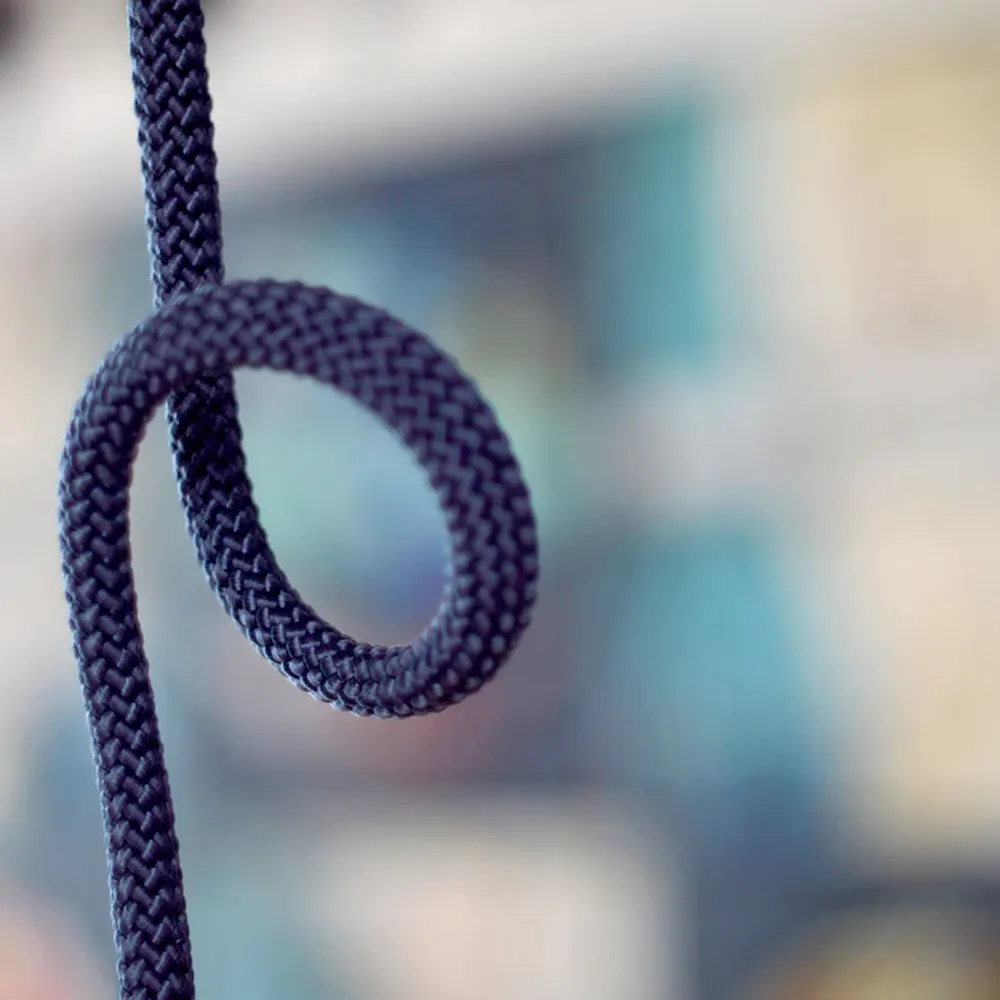 Blue loop rope coat rack