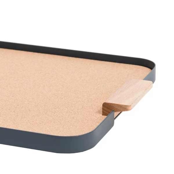 DesignBite Serviertablett aus Metall Blau mit Korkmatte