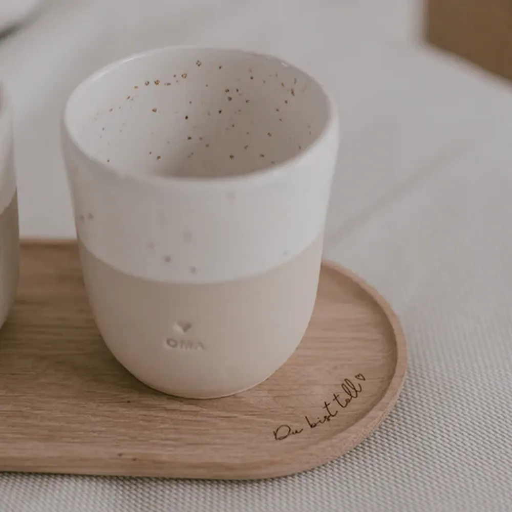 Plateau Eulenschnitt - Tu es génial - en chêne - Avec tasse