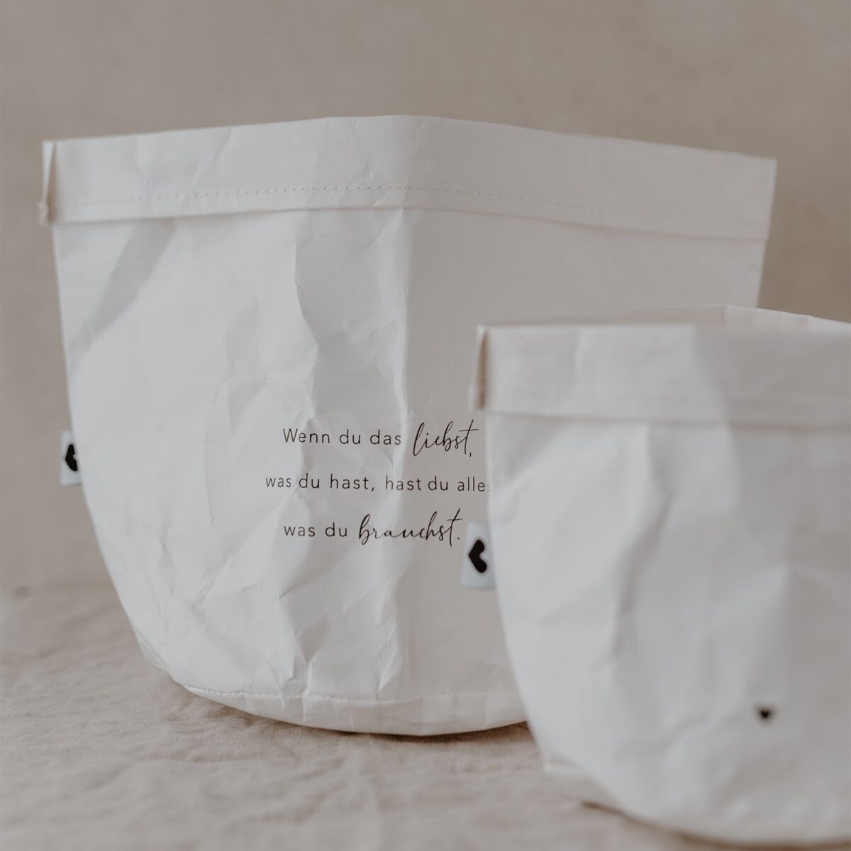 Owl cut paperbag in white with saying