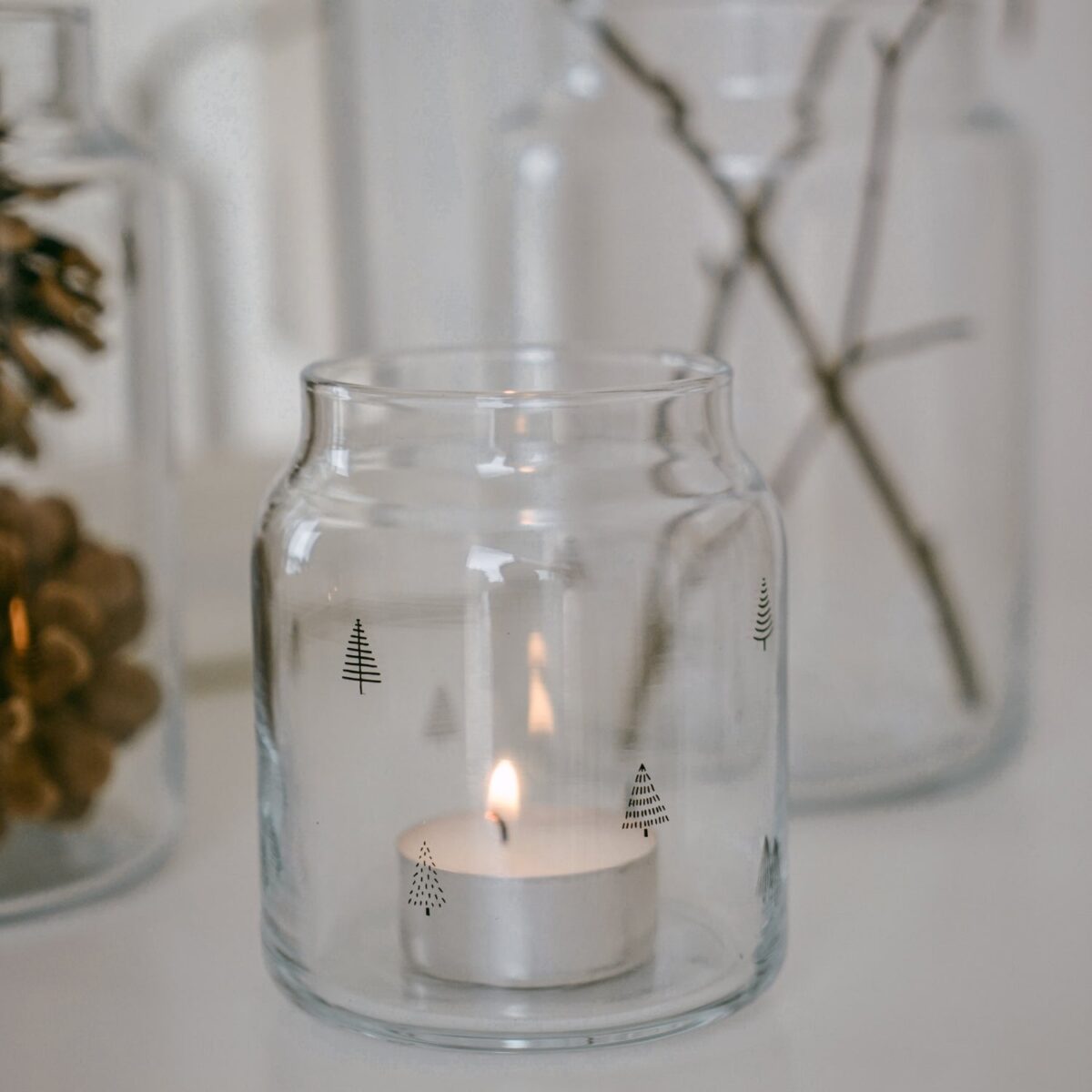 kleine Vase von der Marke Eulenschnitt mit Tannen Muster