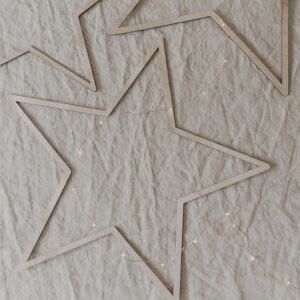Wooden wreath star natural in a set of 3