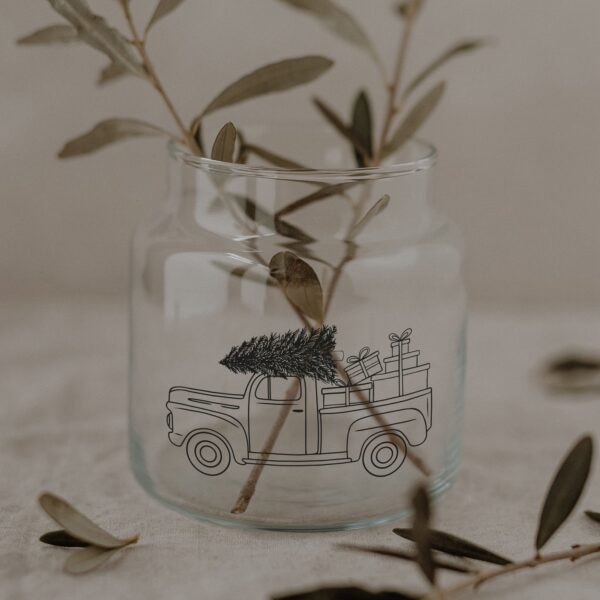 Glass vase medium Christmas car
