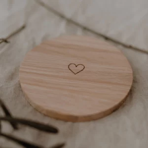 Oak heart coaster