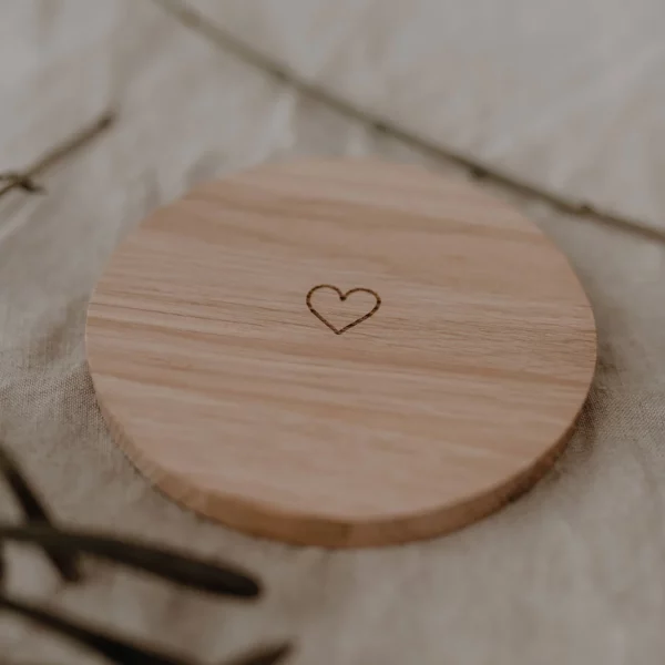 Oak heart coaster