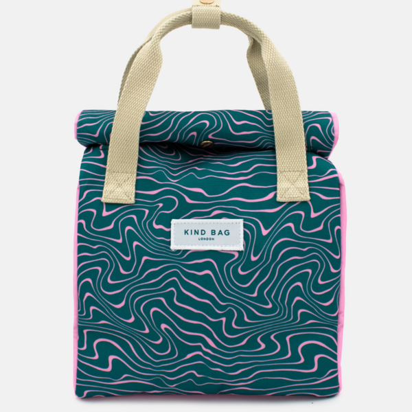 Lunch Bag - Contours green & pink