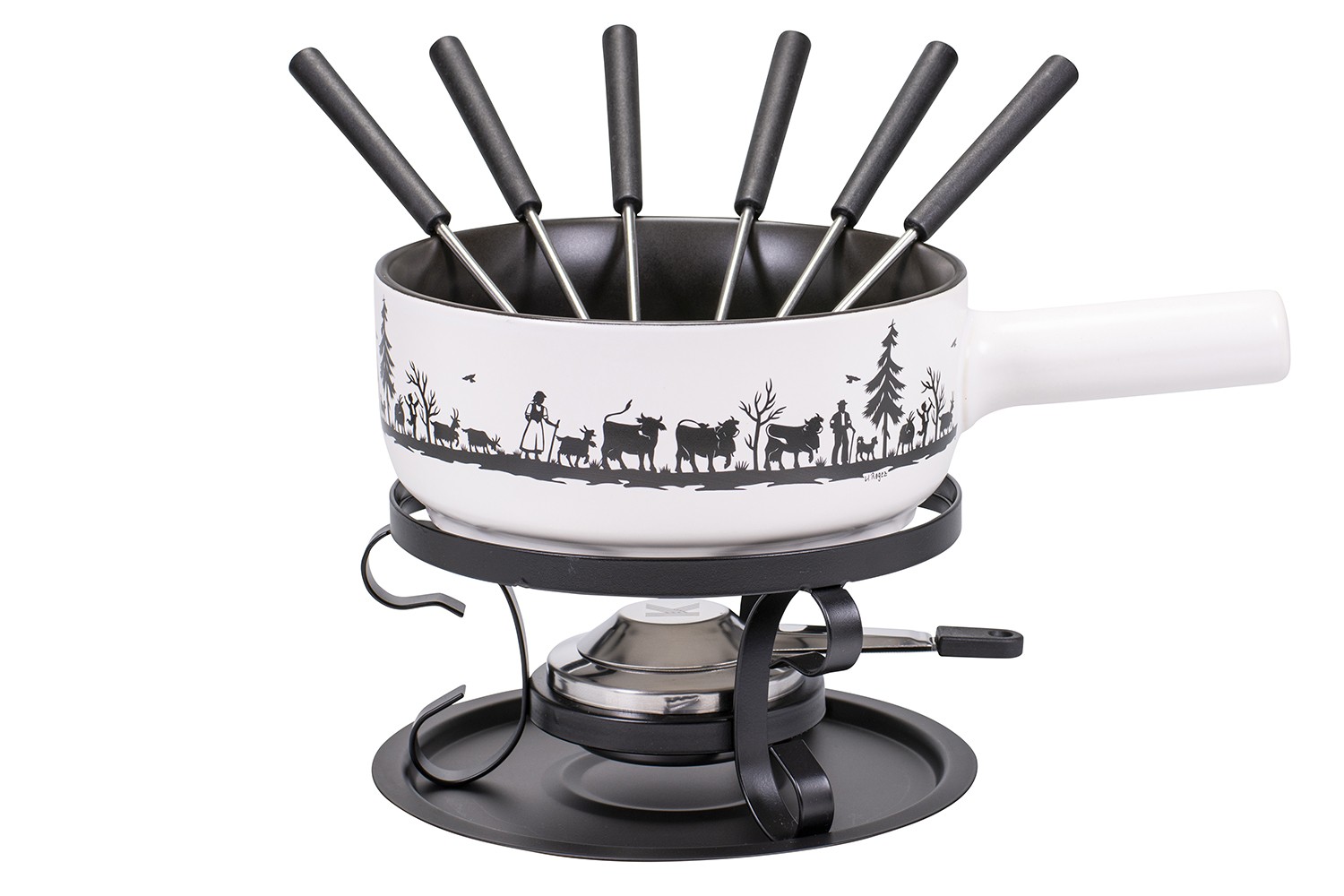 Käsefondue-Set Alpaufzug Familie