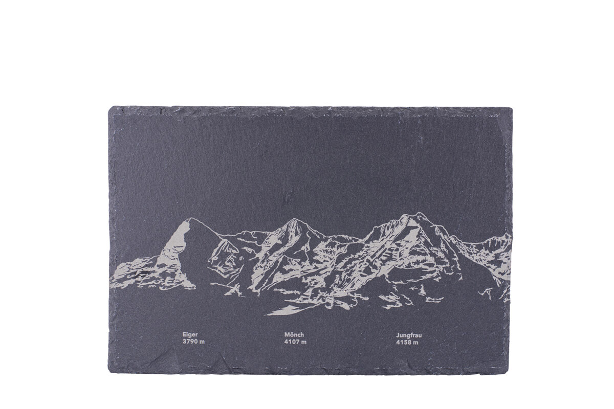 Plaque d'ardoise « Eiger, Mönch, Jungfrau »