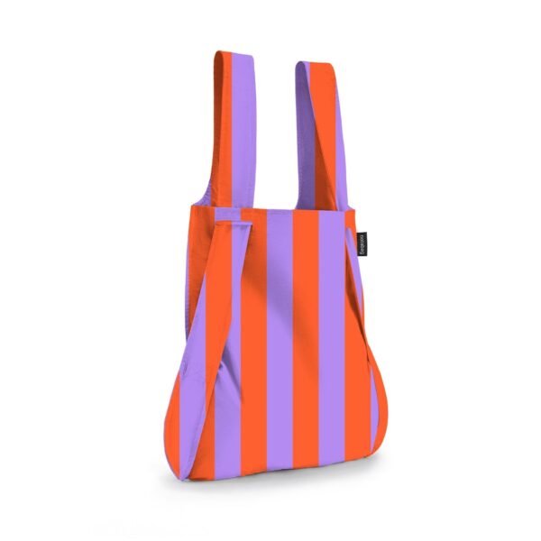 2-in-1 Rucksack und Einkaufstasche – Streifen - Streifen Rot-Violett