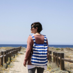 2-in-1 Rucksack und Einkaufstasche – Streifen