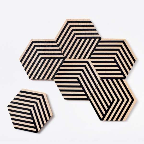 Table Tiles Coasters, Set of 6 - Optical Black