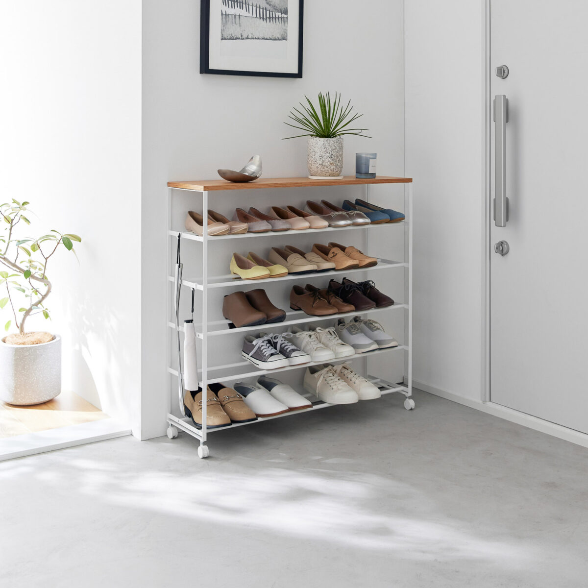 Schuhregal TOWER 5 Ebenen mit Rollen