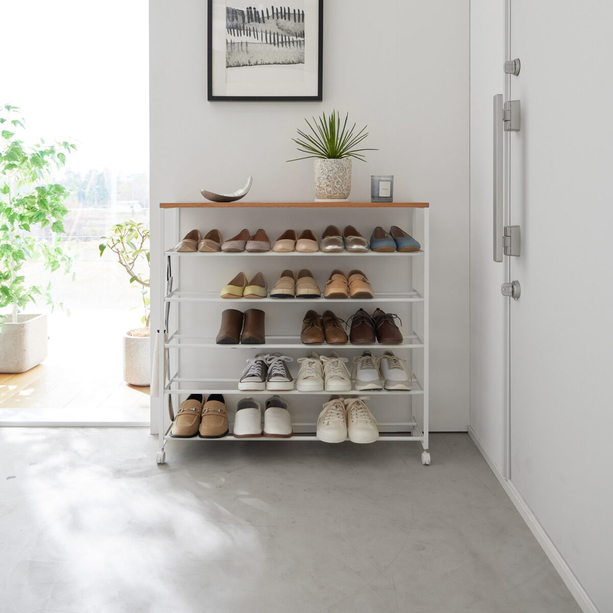 Schuhregal TOWER 5 Ebenen mit Rollen