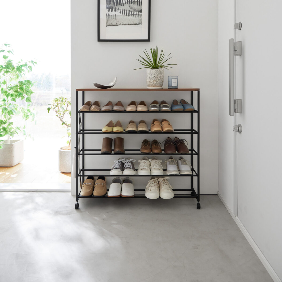 Schuhregal TOWER 5 Ebenen mit Rollen