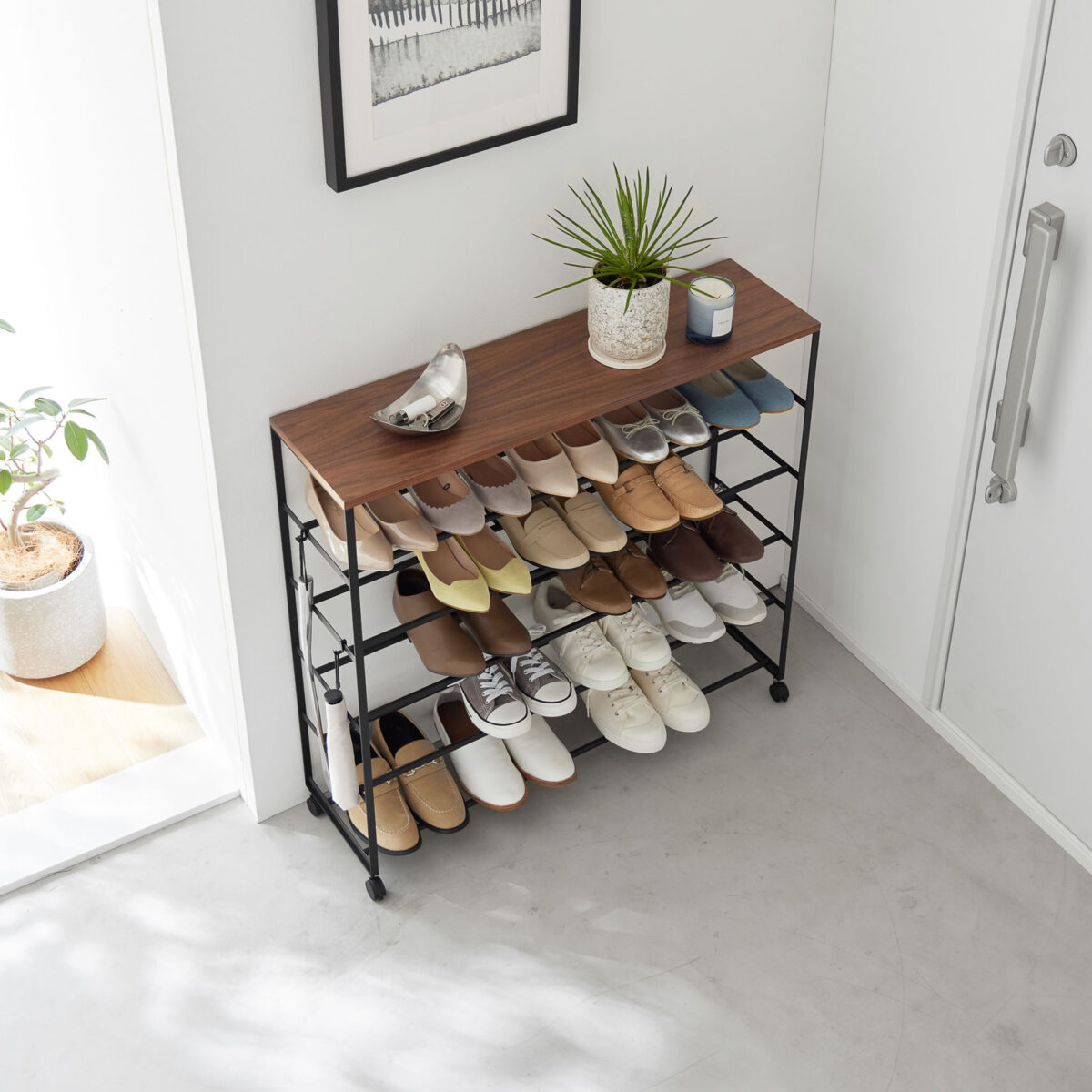 Schuhregal TOWER 5 Ebenen mit Rollen
