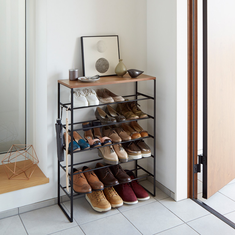 Schuhregal TOWER 6 Ebenen mit Holzplatte
