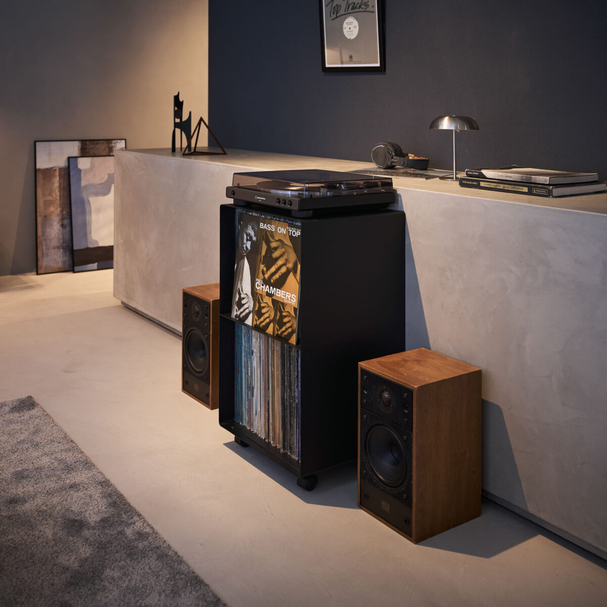Schallplatten-Regal mit Rollen TOWER