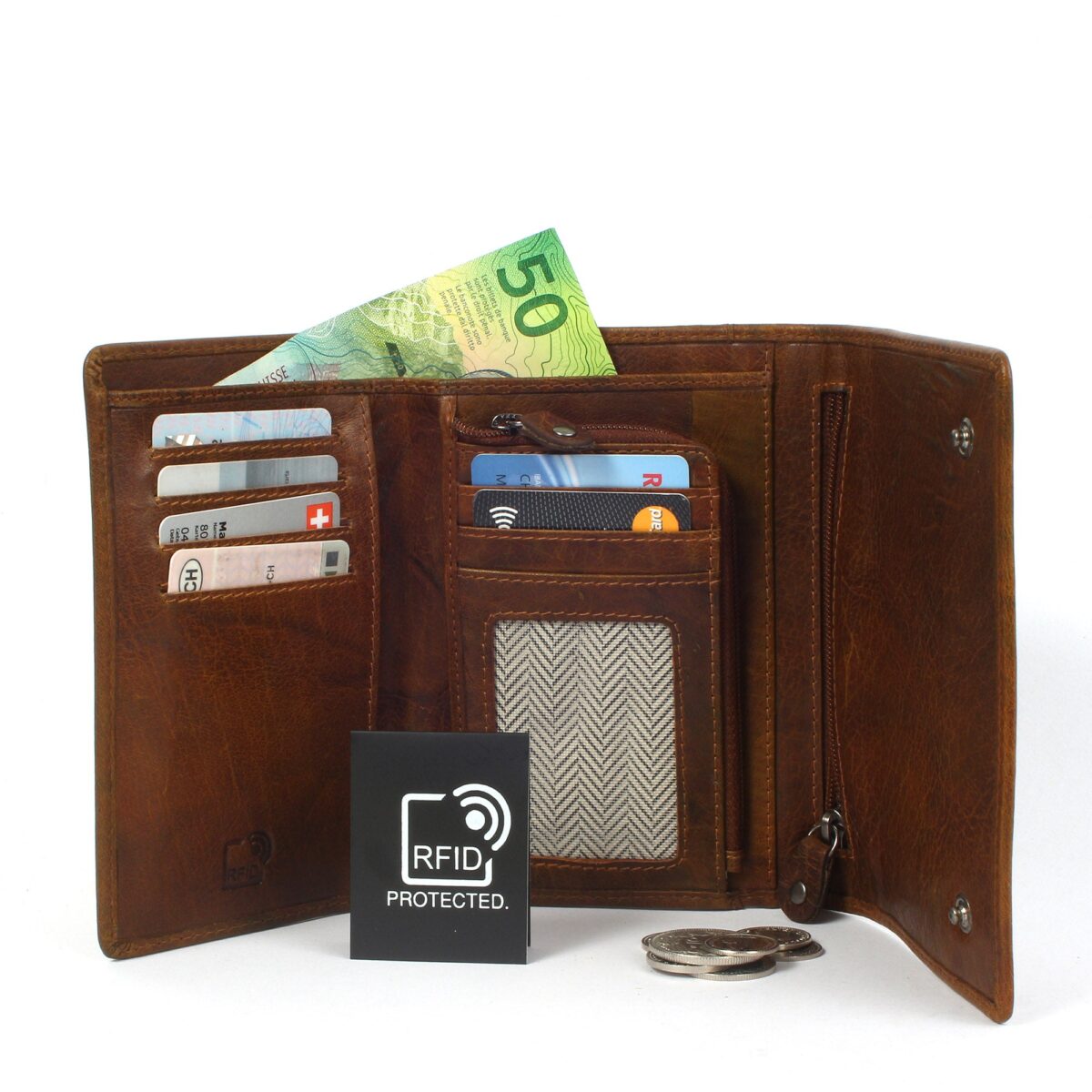 Porte-monnaie en cuir RFID Berlin 2