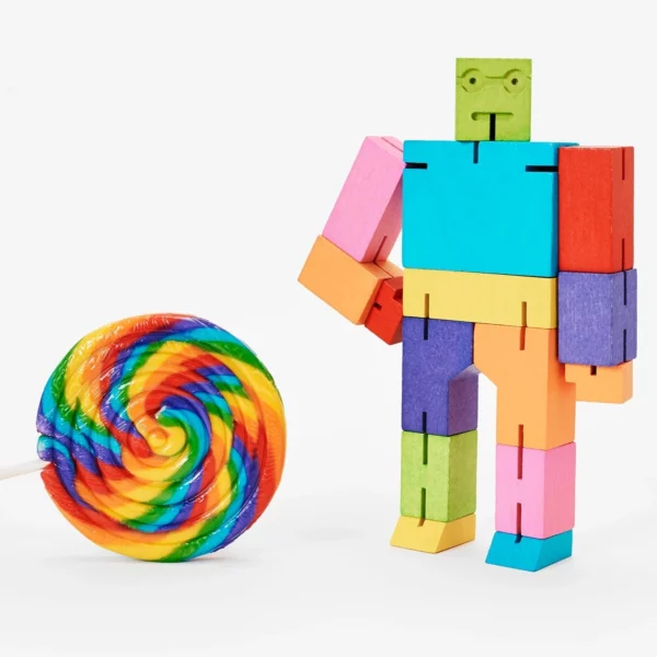 Cubebot Medium Holzroboter - Multicolor