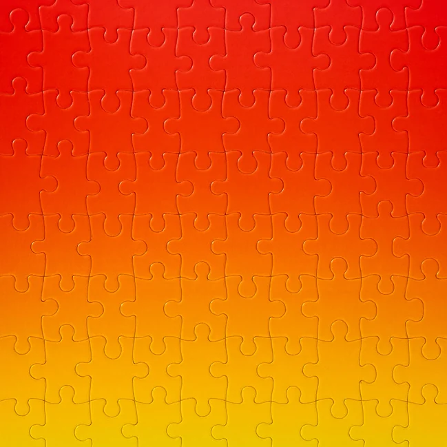Areaware Gradient Puzzle, Small, 100 Pieces, Red & Yellow, Close-up 2 | One Horizon