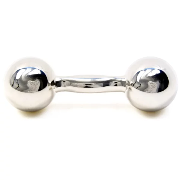 Harmonyball : hochet en argent en forme de barre d'haltère