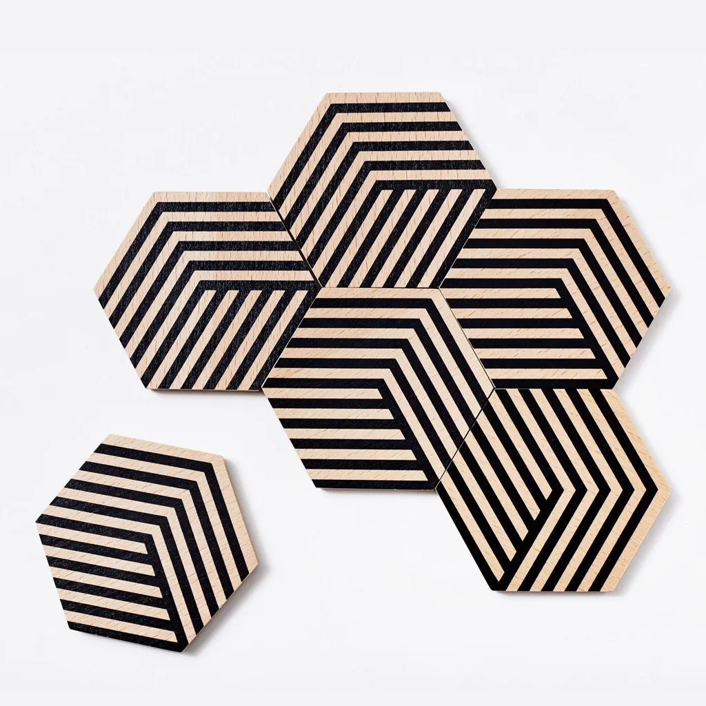Areaware Table Tiles Untersetzer 6er-Set Optical Black | One Horizon