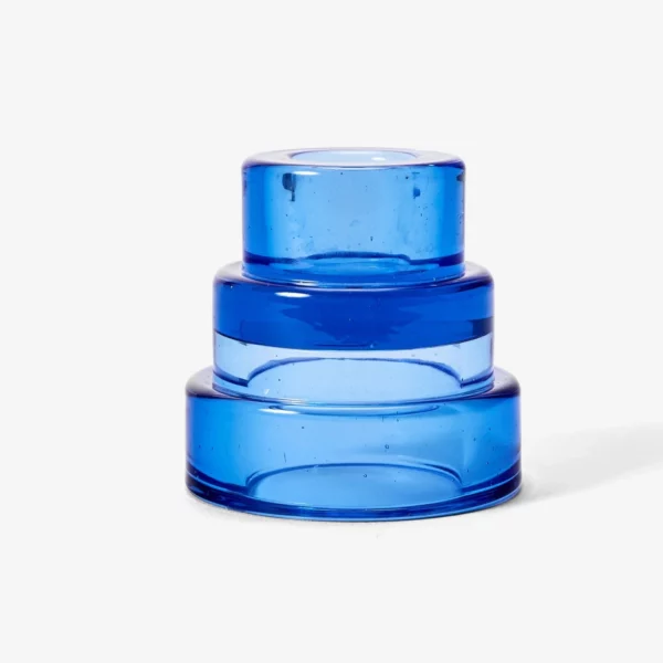 Terrace 2in1 Kerzenhalter aus Glas - Blau